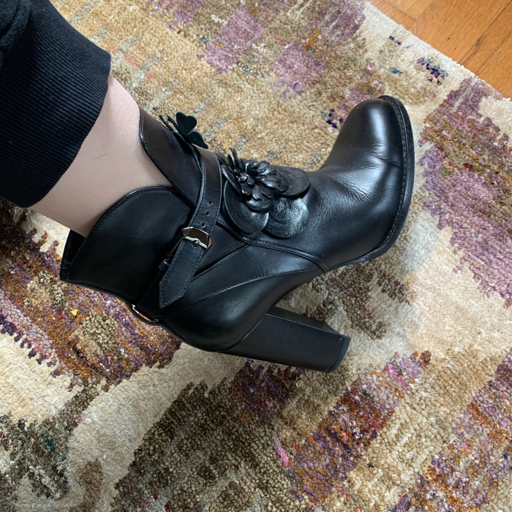 Valentino Black Heeled Boots with Floral Detail - Picture 13 of 13